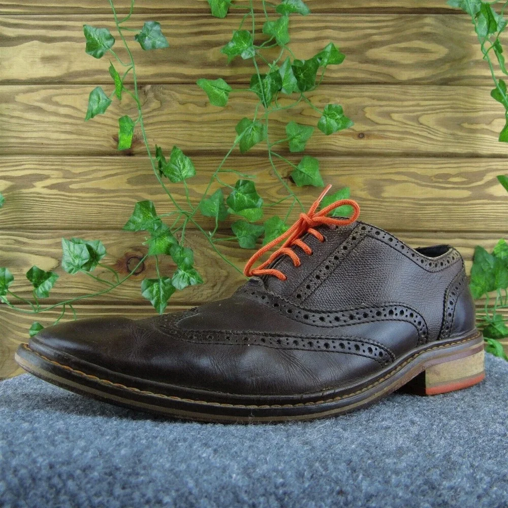 Cole Haan Men Brogues Shoes Brown Leather Lace Up Size 11.5‎ Medium